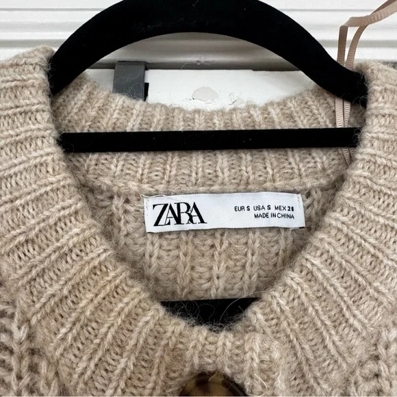 Zara Tan Chunky Knit Cardigan Sweater - Picture 3 of 4